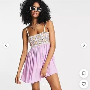 ASOS Design Women's Purple Crochet Floral Dress